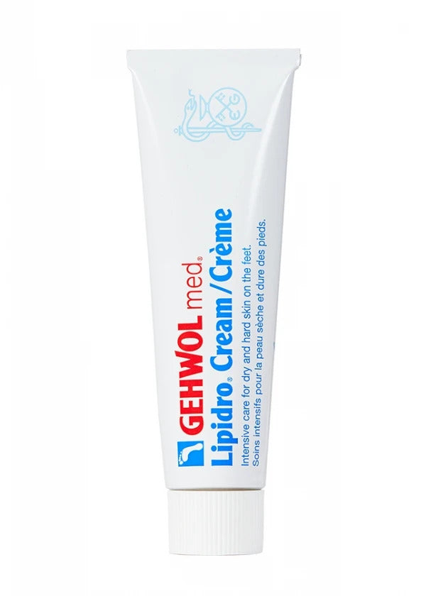 Gehwol dry skin foot cream 75 ml tube, designed for intensive care of dry and hard skin on feet.