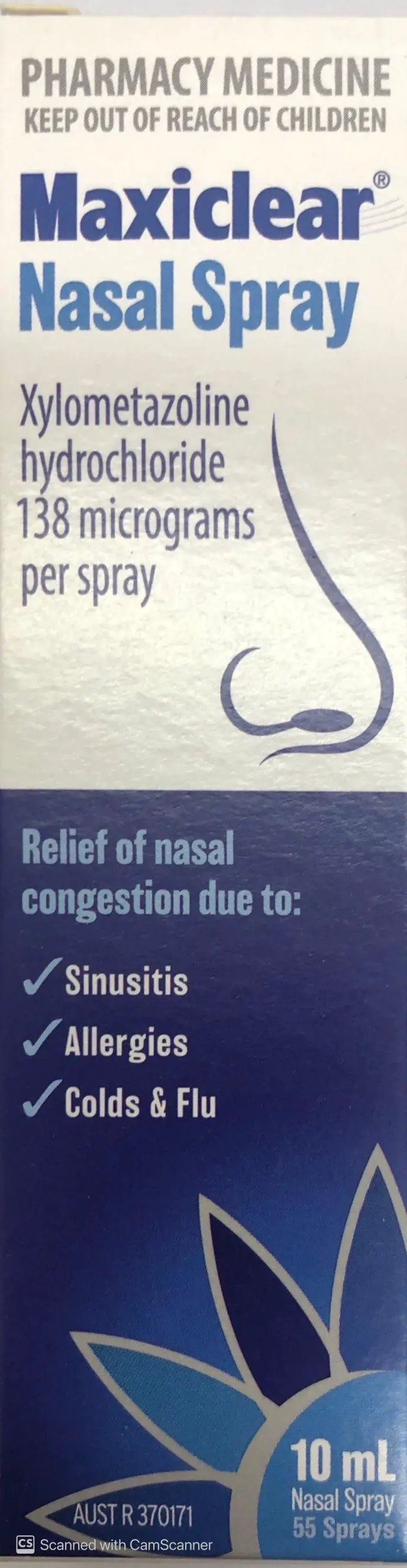 Maxiclear Nasal Spray10ml blocked nose,cold&flu,google,issues,maxiclear spray,otrivin,sinusitis,xylometazoline