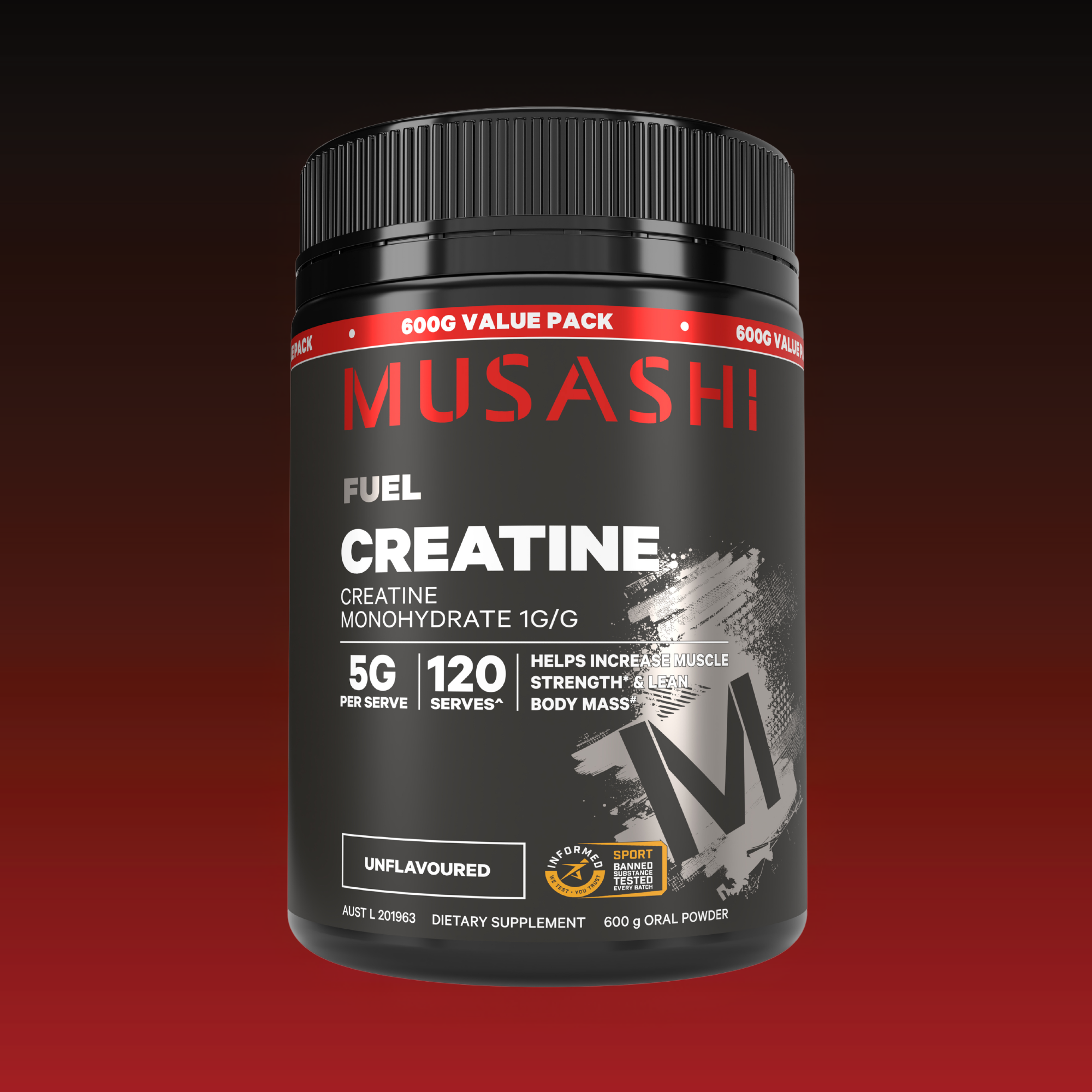 Musashi Creatine Value Pack Unflavoured 600g – Value Pack Creatine Powder