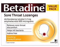 Betadine Lozenges Honey & Lemon 16 betadine,issues