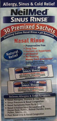 Neilmed Sinus Rinse 30 sachets packaging for nasal relief and allergy symptoms.
