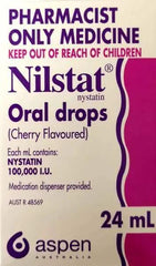 Nilstat Oral Drops (Cherry Flavoured) 24 mL -Pharmacist Only Medicine Antifungal Oral Drops,Cherry Flavored Medicine,Nilstat Oral Drops,optimized,Pharmacist Only Medicine