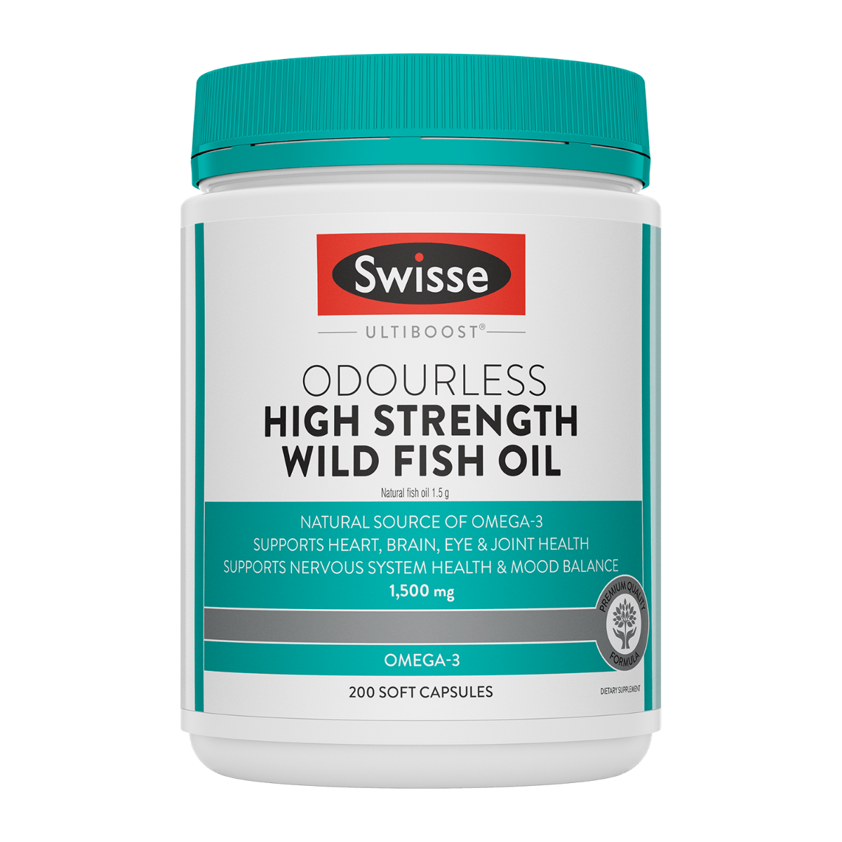 Swisse Odourless High Strength Wild Fish Oil 1500mg 200 Capsules