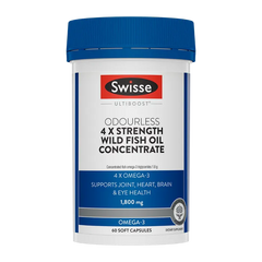 Swisse Ultiboost Odourless 4x Strength Wild Fish Oil Concentrate 60 Capsules