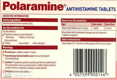 Polaramine 2mg Tablets - Colour Free 40 Tablets, Pharmacist Only Medicine 2mg medication,allergy relief,color free tablets,optimized,pharmacist only medicine,Polaramine tablets