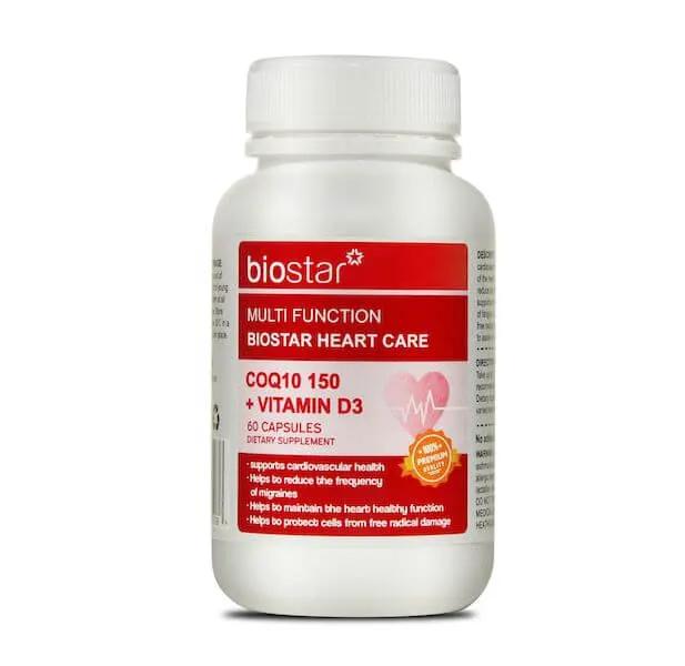 Biostar Heart Care COQ10 + Vitamin D3 Biostar Heart Care COQ10 + Vitamin D3,cell protection,circulatory health,coq10,free radical damage,healthy heart function,issues,migraines,support energy production,supports cardiovascular health,temporary relief of f