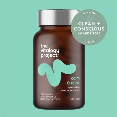 The Vitalogy Project Calm and Relax Promotes Calm Mood and Brain Health Herbal Supplement 60 Capsules