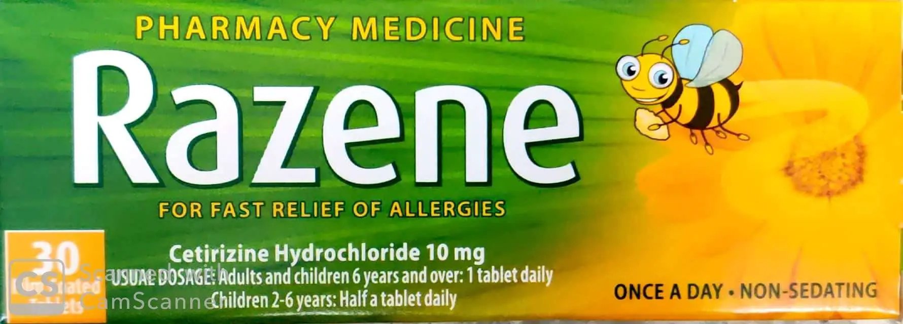 Razene For Fast Relief Of Allergies anti histamine,cetirizine,issues,non drowsy anti histamine,razene