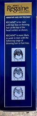 Regaine Men's Extra Strength Minoxidil 5% treatment for hair loss diagram showing stages of thinning hair in men.