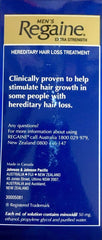 Regaine men's minoxidil 5% extra strength treatment for hereditary hair loss from Johnson & Johnson.