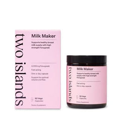 Two Islands Milk Maker Supports Healthy Breast Milk Production Breastfeeding Dietary Supplement 30 Veg Capsules