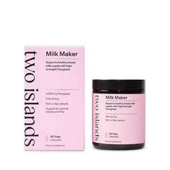 Two Islands Milk Maker Supports Healthy Breast Milk Production Breastfeeding Dietary Supplement 30 Veg Capsules