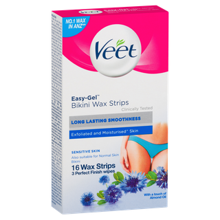 Veet Easy Gel Bikini 16 Wax Strips Sensitive Skin bikini wax,cold wax,hair removal,issues,veet,waxing,waxing strips