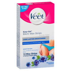 Veet Easy Gel Bikini 16 Wax Strips Sensitive Skin bikini wax,cold wax,hair removal,issues,veet,waxing,waxing strips