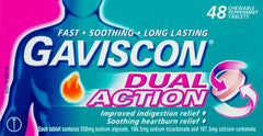 Gaviscon Dual Action peppermint Tablets 48 acid reflux,gaviscon,heartburn,INDIGESTION,issues,REFLUX