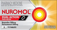 Nuromol Dual Action 200mg/500mg 72 Tablets Allergic reactions,analgesic,arthritis,Cold and flu symptoms,Dual action,Gastric bleeding,Headache relief,Heart problems,issues,Liver or kidney disease,Mild Arthritis,Muscular aches,Non-steroidal anti-inflammator