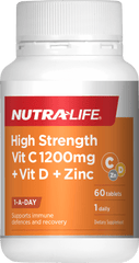 Nutralife High Strength Vitamin C plus Vitamin D & Zinc 60 TABLETS