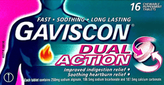 Gaviscon Dual Action 16 chewable peppermint tablets - DominionRoadPharmacy