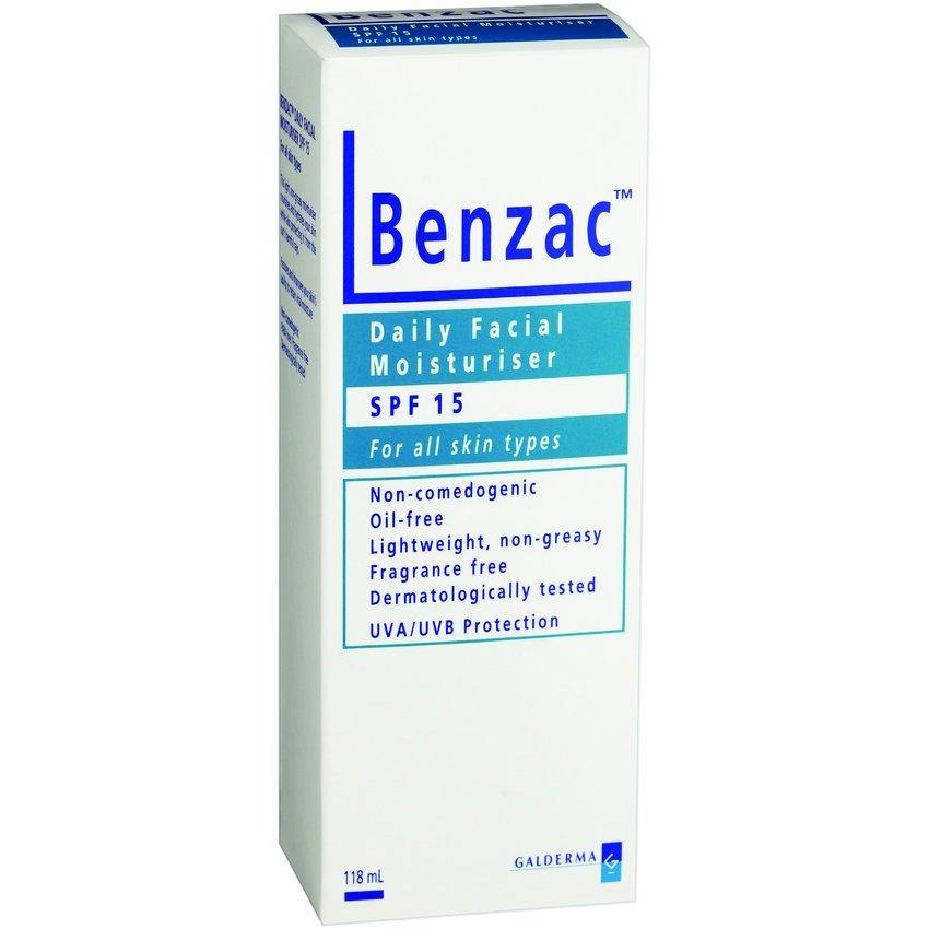 Benzac Facial Moisturiser UVA and UVB SPF15 118 mL - DominionRoadPharmacy
