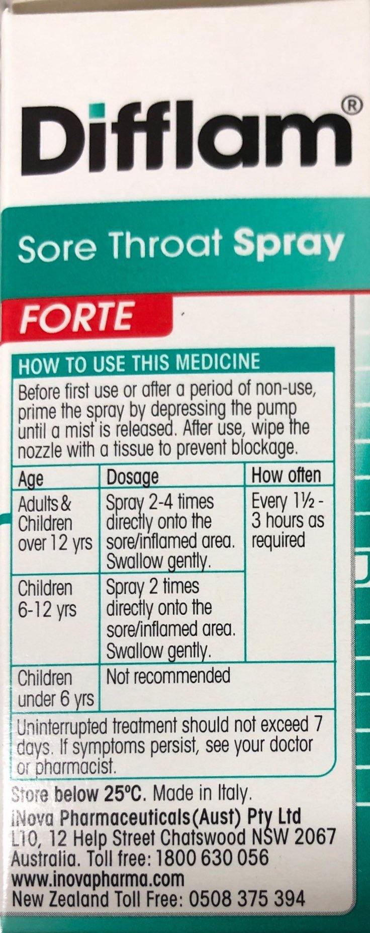 Difflam Sore throat spray FORTE 15ML - DominionRoadPharmacy