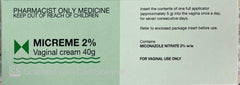Micreme Vaginal Cream 2% 40g Pharmacist Only Medicine Qty 1 Restriction - DominionRoadPharmacy