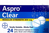 Aspro Clear Effervescent Tablets 24 Regular Strength 300 mg - Fast Relief - DominionRoadPharmacy