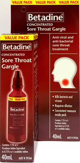 Betadine Sore Throat Gargle 40ml Anti Viral Anti Bacterial - DominionRoadPharmacy
