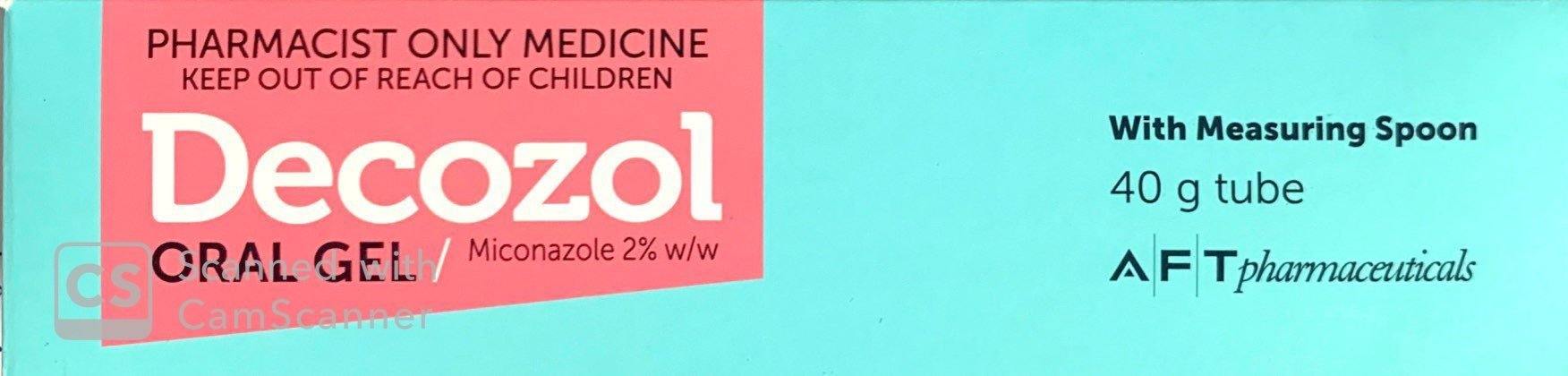 Decozol Oral Gel Candidiasis Treatment 40g - Pharmacist Only Medicine - DominionRoadPharmacy