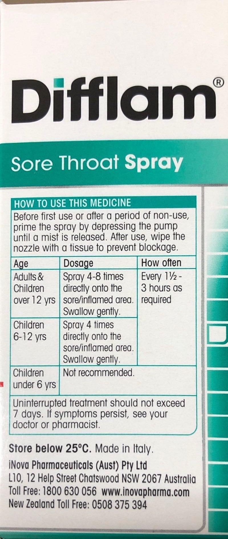 Difflam Sore throat Spray 30ml - DominionRoadPharmacy