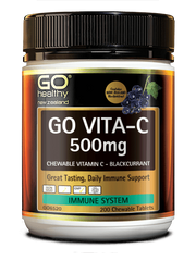 GO VITA-C 500MG NZ BLACKCURRANT 200 chewable tablets - DominionRoadPharmacy