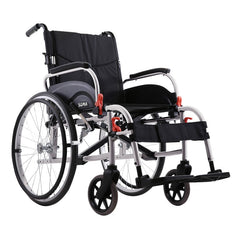 Karma Agile self-propelling wheelchair with black seat and lightweight frame for mobility assistance