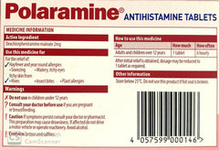 Polaramine 2mg Tablets - Colour Free 40 Tablets, Pharmacist Only Medicine - DominionRoadPharmacy