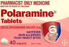 Polaramine 2mg Tablets - Colour Free 40 Tablets, Pharmacist Only Medicine - DominionRoadPharmacy