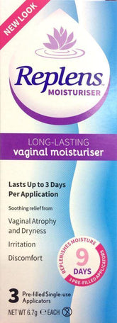 Replens Long Lasting Vaginal Moisturiser 3 Applicators - DominionRoadPharmacy