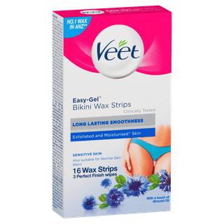 Veet Easy Gel Bikini 16 Wax Strips Sensitive Skin - DominionRoadPharmacy