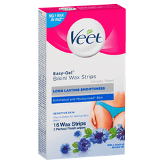 Veet Easy Gel Bikini 16 Wax Strips Sensitive Skin - DominionRoadPharmacy