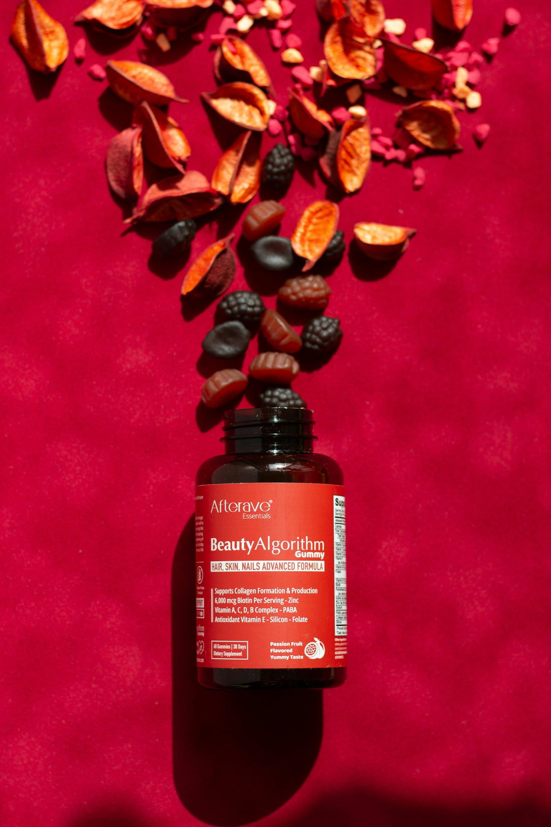 A bottle of vitamin supplement sitting on top of a table