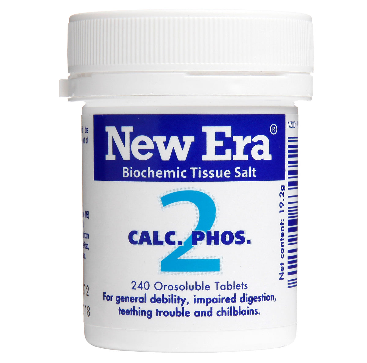 New Era No 2 CALC PHOS 240 tablets biochemic tissue salt,chillblains,digestive enzymes,indigestion,issues,mylanta,new era,no2,poor circulation,poor circultion,rickets,skin elasticity,teething trouble,tissue salt