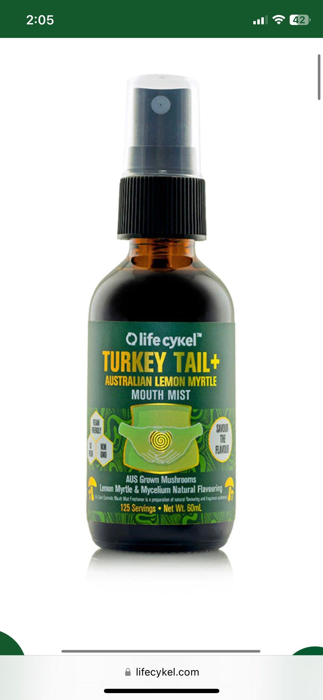 life cyKel Turkey Tail and Lemon Myrtle Mouth Mist 60ml