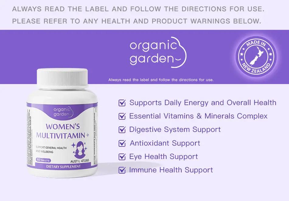 Organic Garden Women's Multivitamin+ – Essential Vitamins & Minerals for Women 60 Tablets