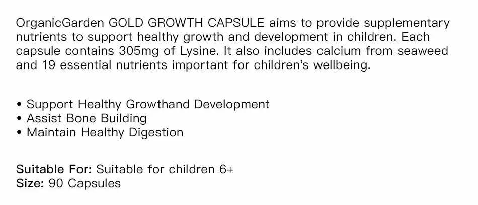 Organic Garden Gold Growth Capsule – Children's Growth & Development Support 90 Capsules