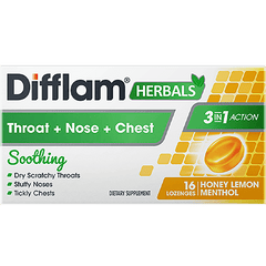 Difflam Herbals 3-in-1 Action Throat Nose Chest Lozenges Honey Lemon Menthol