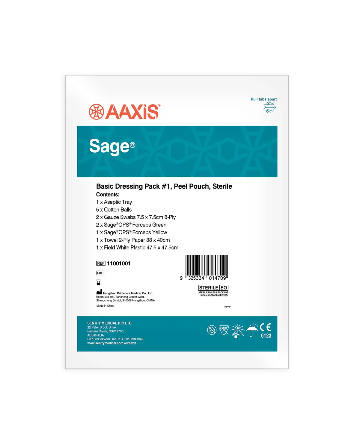 Sage Basic Dressing Pack #1 - Sterile, Single-Use For Wound Care - Dressing Pack (PP AT Sterile)