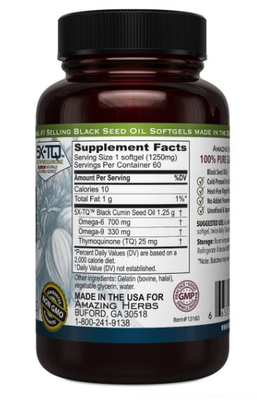 Black Seed Oil Premium 1250mg XL 60SG