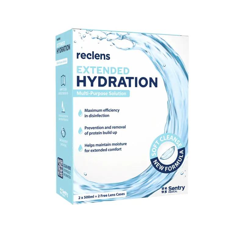 Reclens Extended Hydration MPDS Deep Hydration and Disinfection Contact Lens Solution (2x500mL)