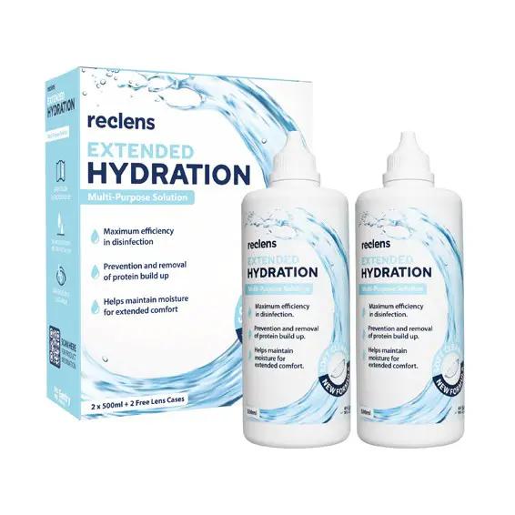 Reclens Extended Hydration MPDS Deep Hydration and Disinfection Contact Lens Solution (2x500mL)