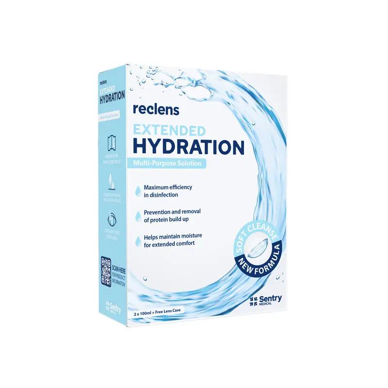 Reclens Extended Hydration MPDS 2x100ml Contact Lens Solution Keeps Lenses Moist and Clean