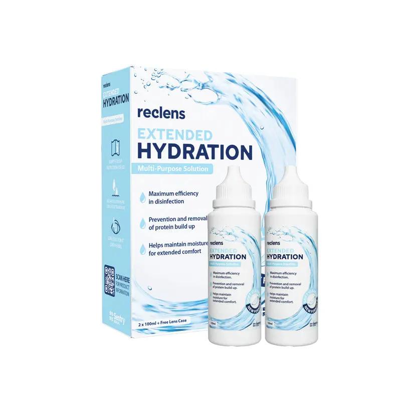 Reclens Extended Hydration MPDS 2x100ml Contact Lens Solution Keeps Lenses Moist and Clean