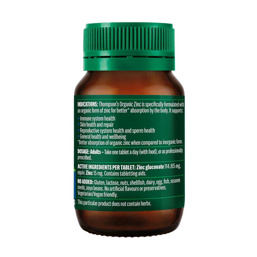 Thompsons Organic Zinc 80 Tablets - DominionRoadPharmacy