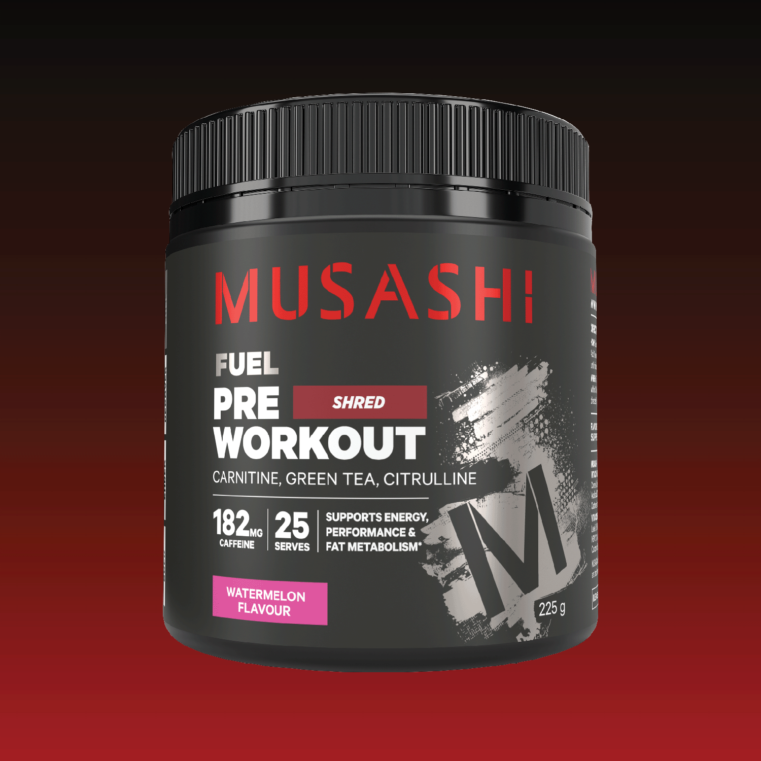 Musashi Pre Workout Shred Watermelon 225g – Shred Pre-Workout Powder